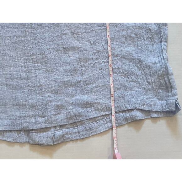 Tahari Baby Blue Short Sleeve Gauzy Textured 100% Linen Blouse, Size L - Picture 8 of 8